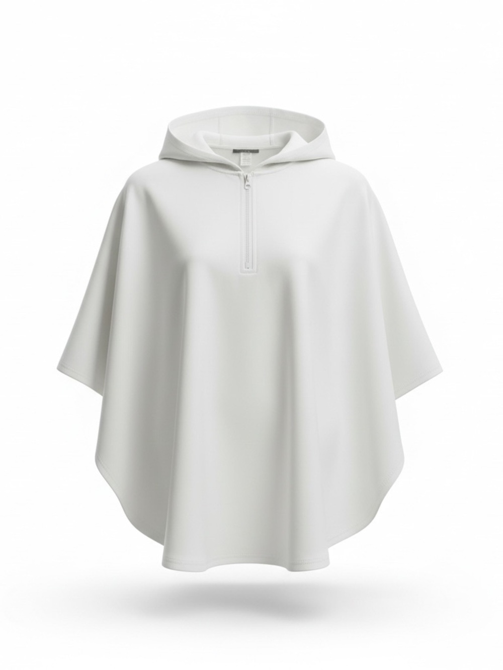 Demdaco White Hooded Half-Zip Poncho